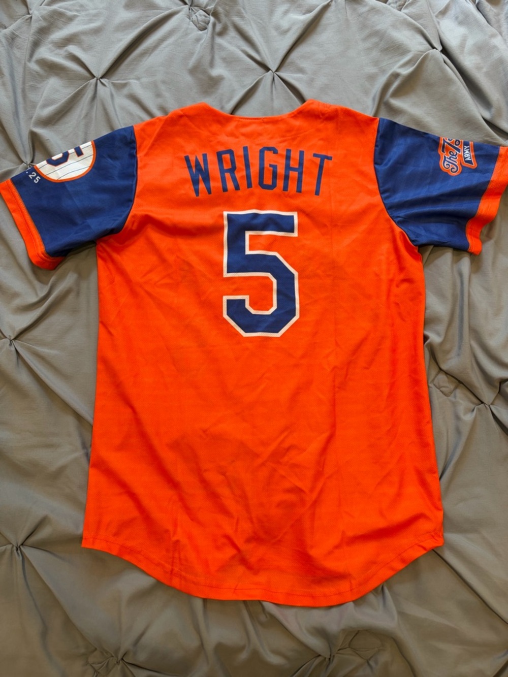 New York Mets Orange & Navy Baseball Jersey - 7 Line Edition - Picture 3 of 4